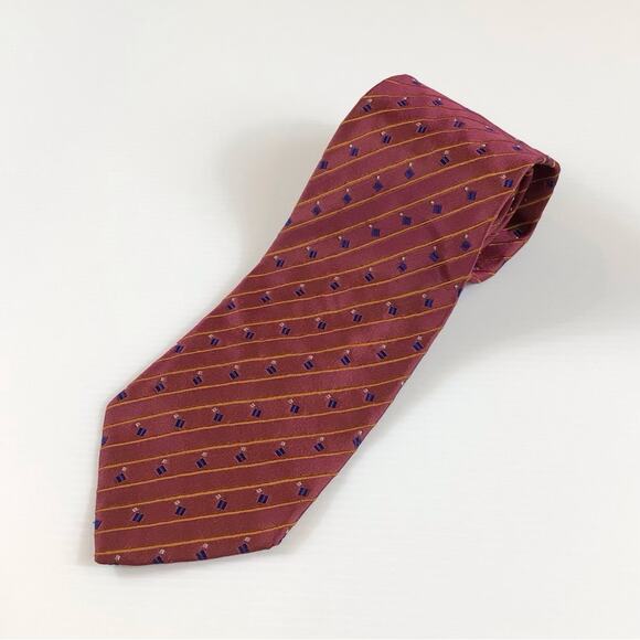 VALENTINO Red & Blue Geometric Print Men's Silk Tie - Picture 2 of 6